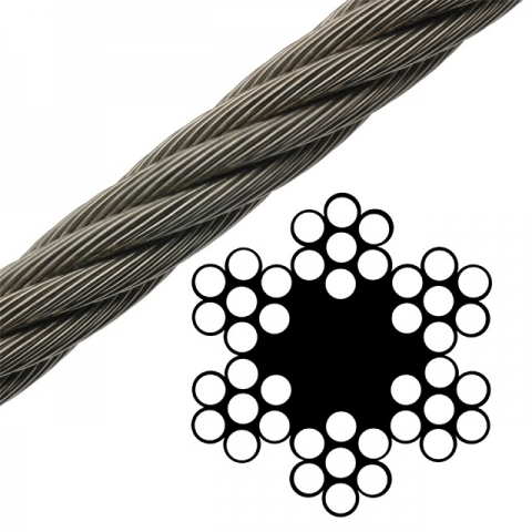 Oceľové lano pozinkované na cievke 6x7+FC,B, DIN 3055 je šesťpramenné oceľové lano
